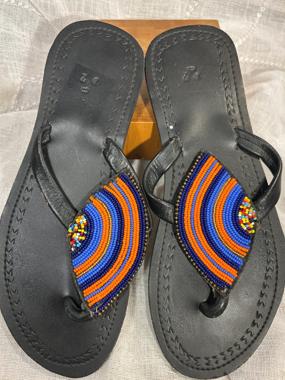 Handmade beaded thong flip flop sandals